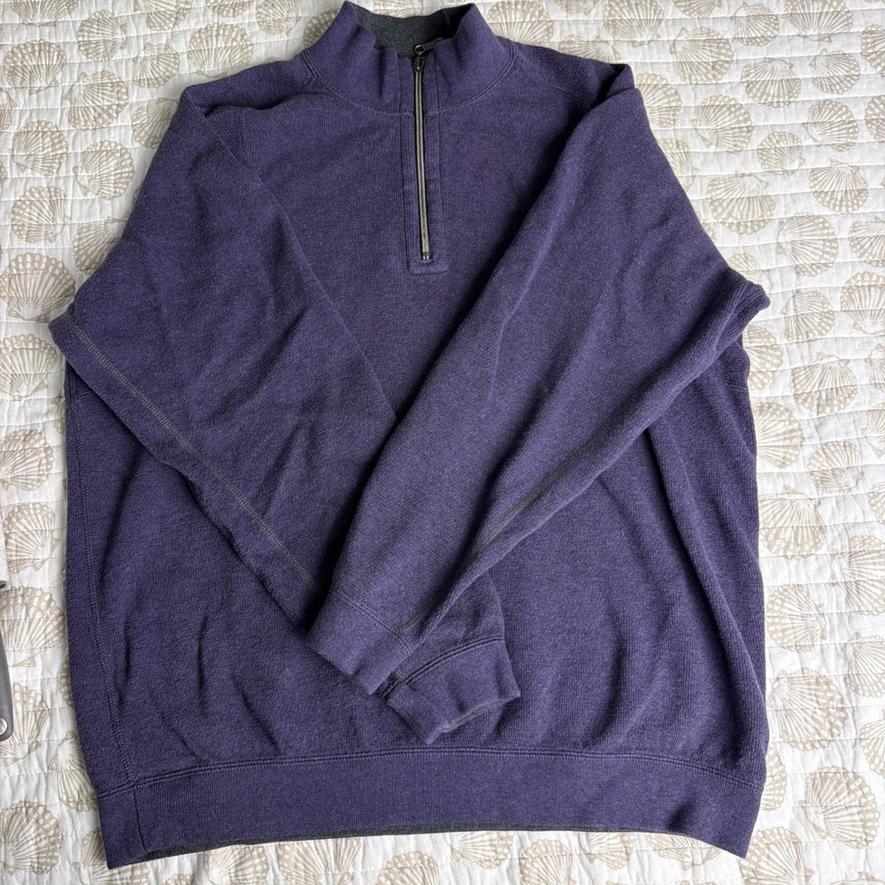 Tommy Bahama Pullover Sweatshirt 1/4 Zipper Purple Sz see measurment below